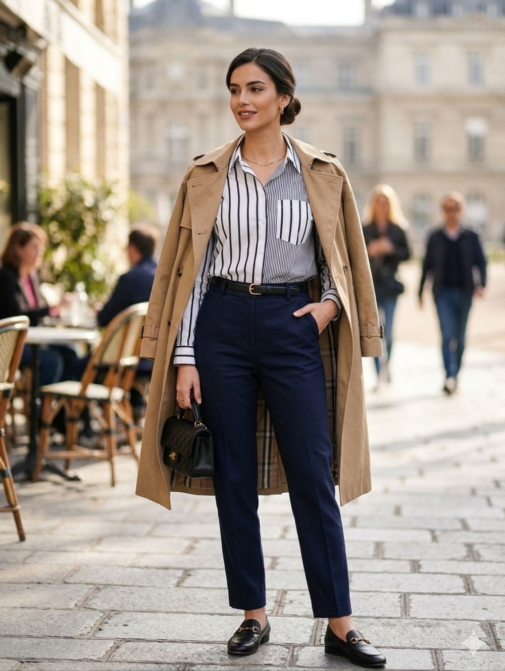 Black and White Striped Button-Up Shirt